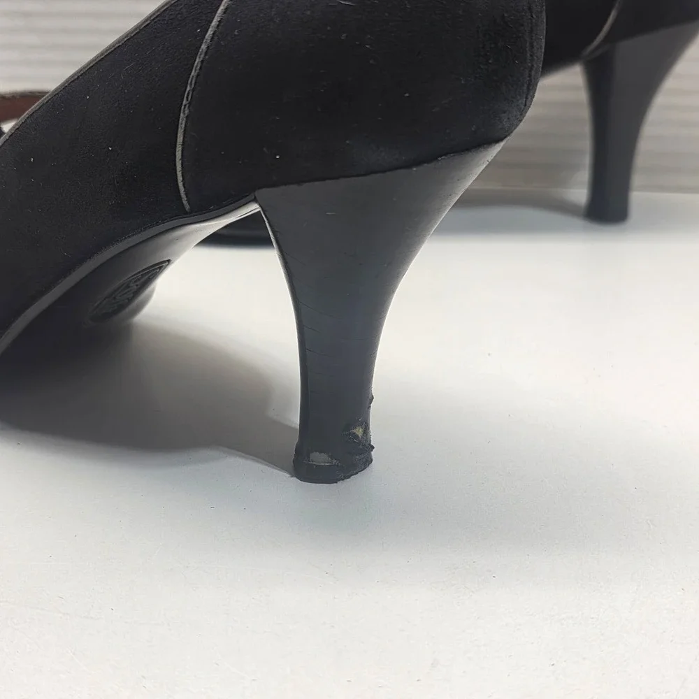 Sofft Womens Black Suede‎ Mary Jane Pumps Floral Bow Mid Heels Size 8M 1015761